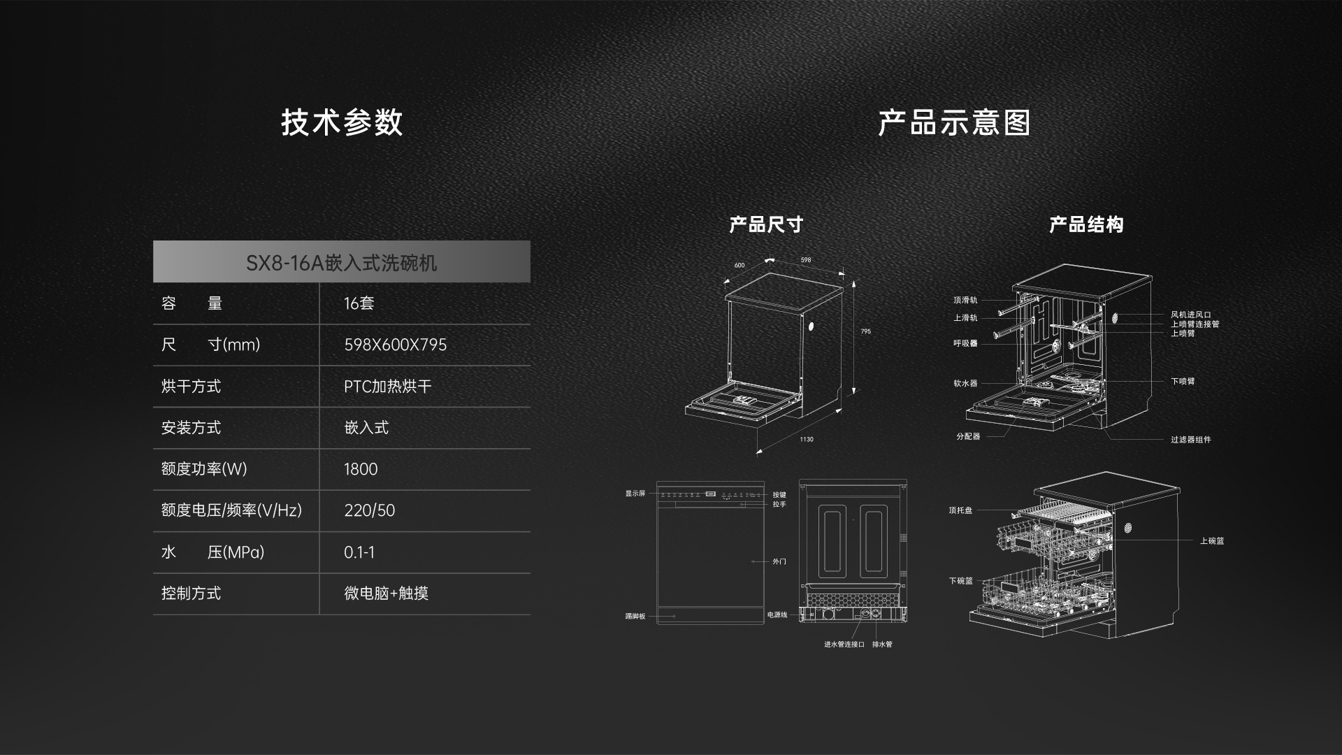 帅丰SX8-16A嵌入式洗碗机
