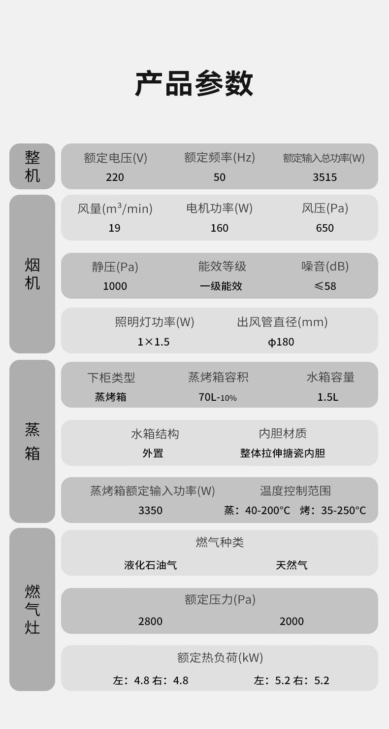 帅丰J2灵耀蒸烤一体集成灶