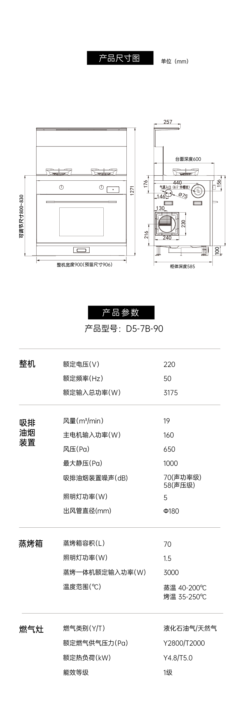 帅丰多多D5蒸烤一体集成灶