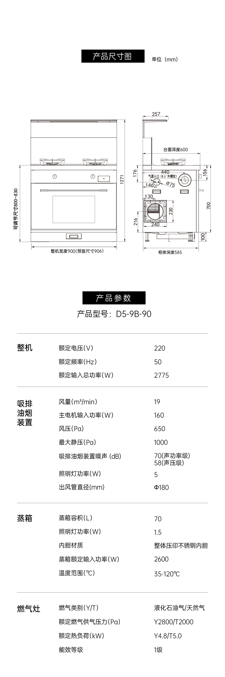帅丰多多D5蒸箱款集成灶