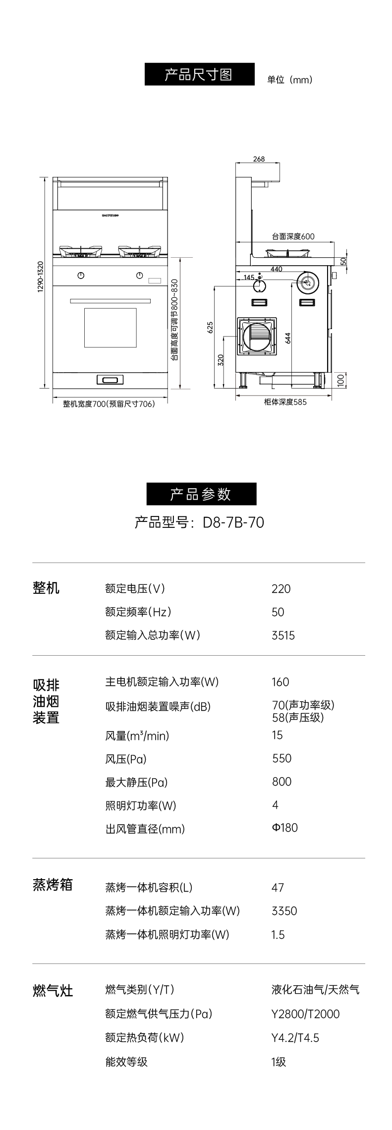 帅丰D8蒸烤一体集成灶