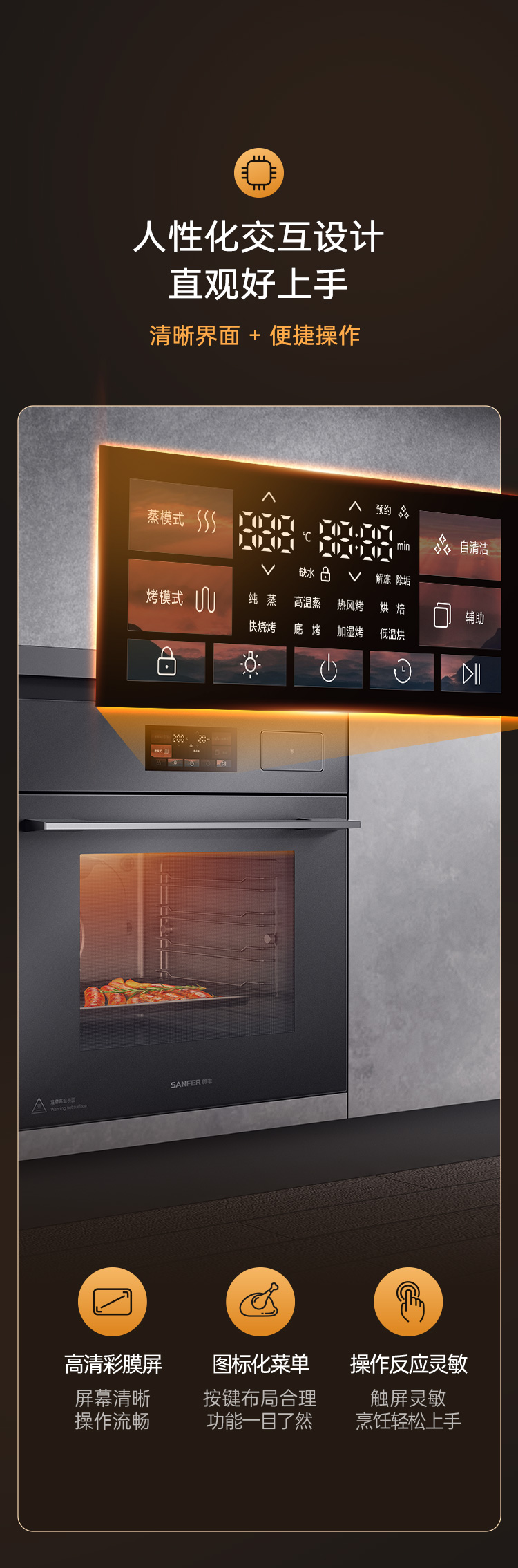 帅丰ZK7嵌入式蒸烤箱经典款集成烹饪中心