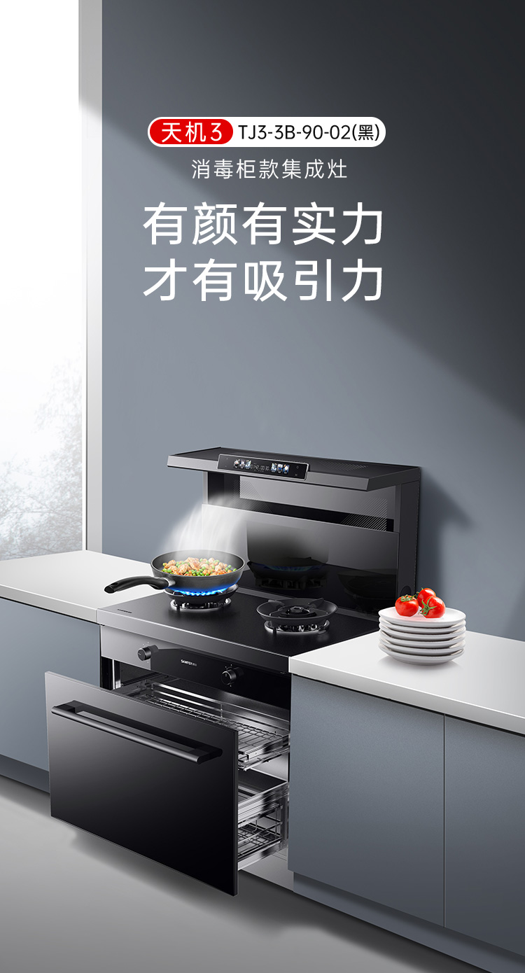 帅丰天机3消毒柜款（黑）集成灶