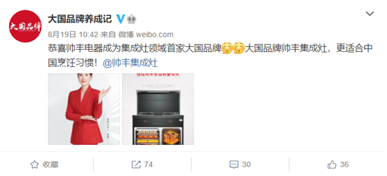 帅丰电器成为CCTV大国品牌，开启集成灶大国品牌帅丰时代